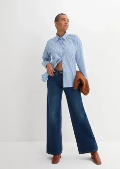 Wide-Leg-Jeans Mid Waist, Bequembund