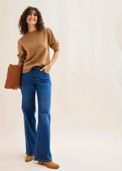 Wide-Leg-Jeans Mid Waist, Bequembund