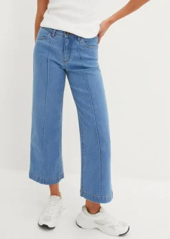 Wide-Leg-Jeans, Mid Waist, cropped