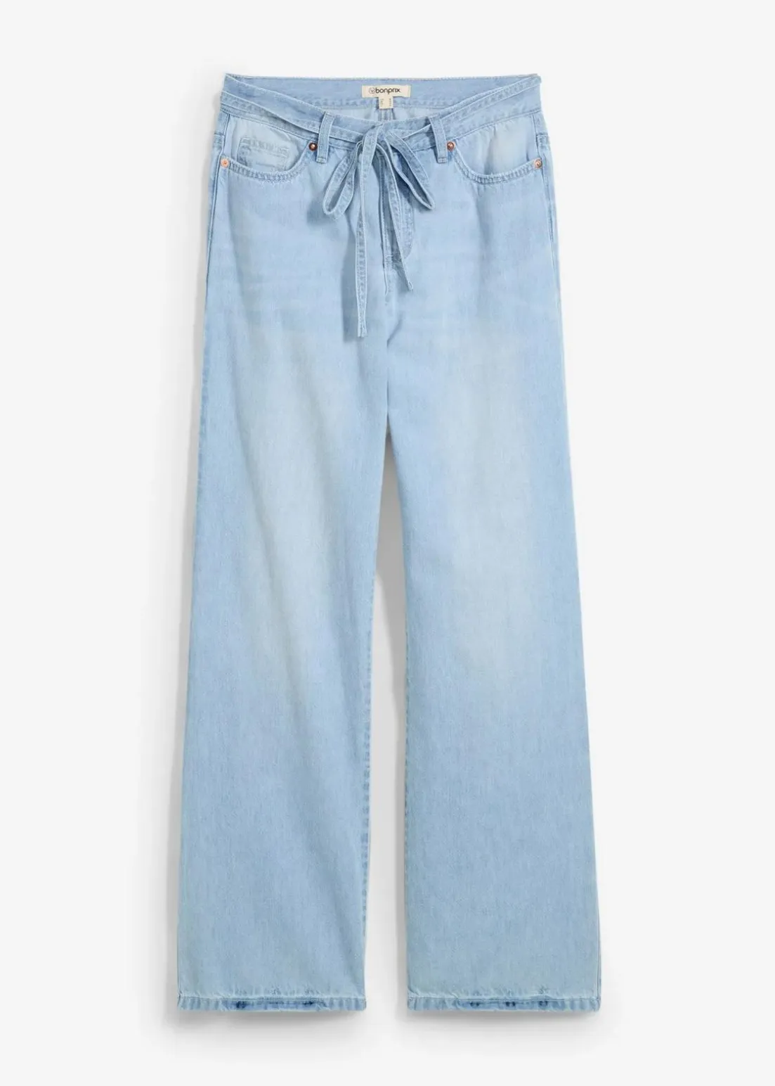 Wide-Leg-Jeans, Mid Waist, Gürtel