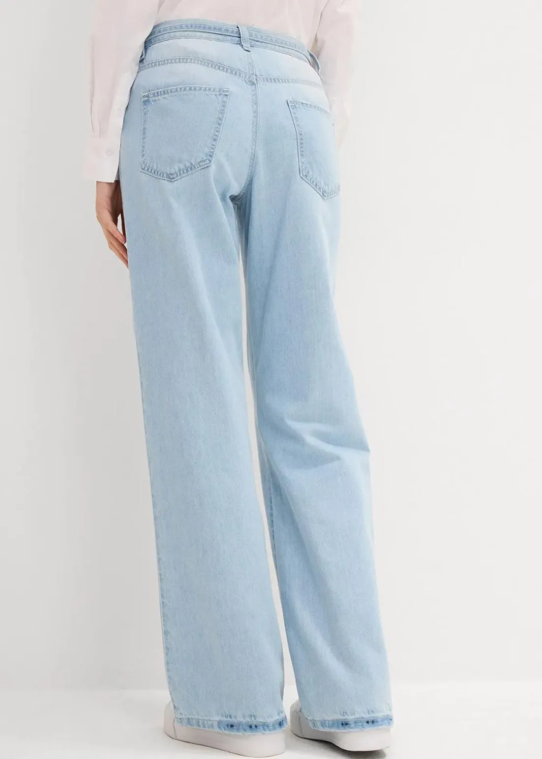 Wide-Leg-Jeans, Mid Waist, Gürtel