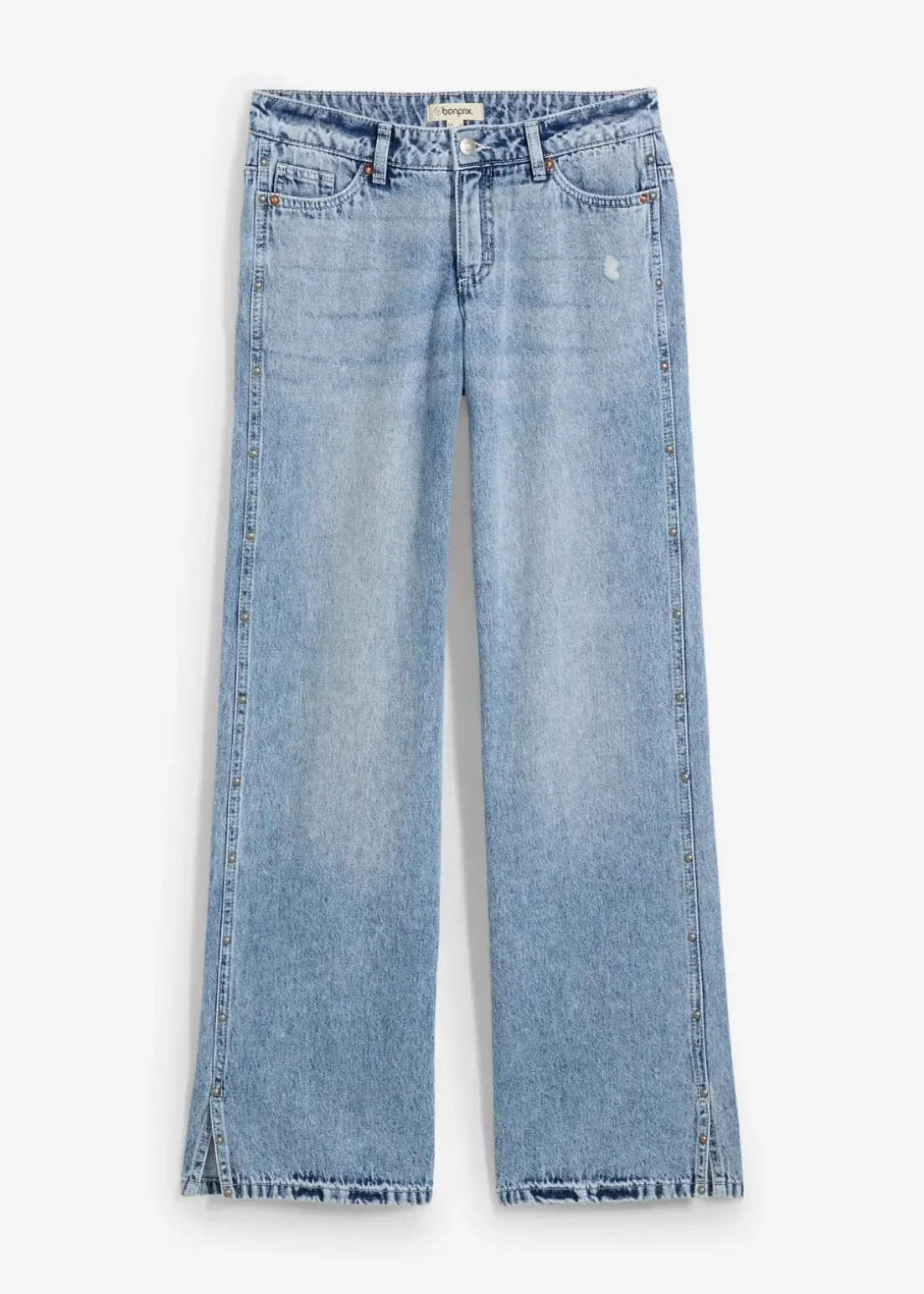 Wide-Leg-Jeans Mid Waist, Low Stretch