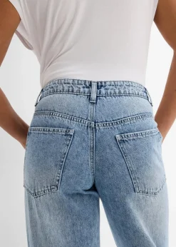 Wide-Leg-Jeans Mid Waist, Low Stretch