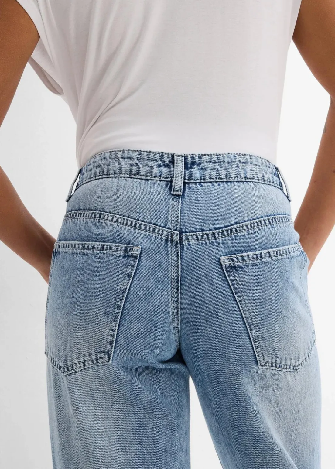 Wide-Leg-Jeans Mid Waist, Low Stretch