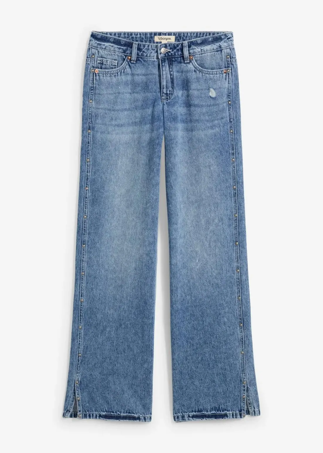 Wide-Leg-Jeans Mid Waist, Low Stretch