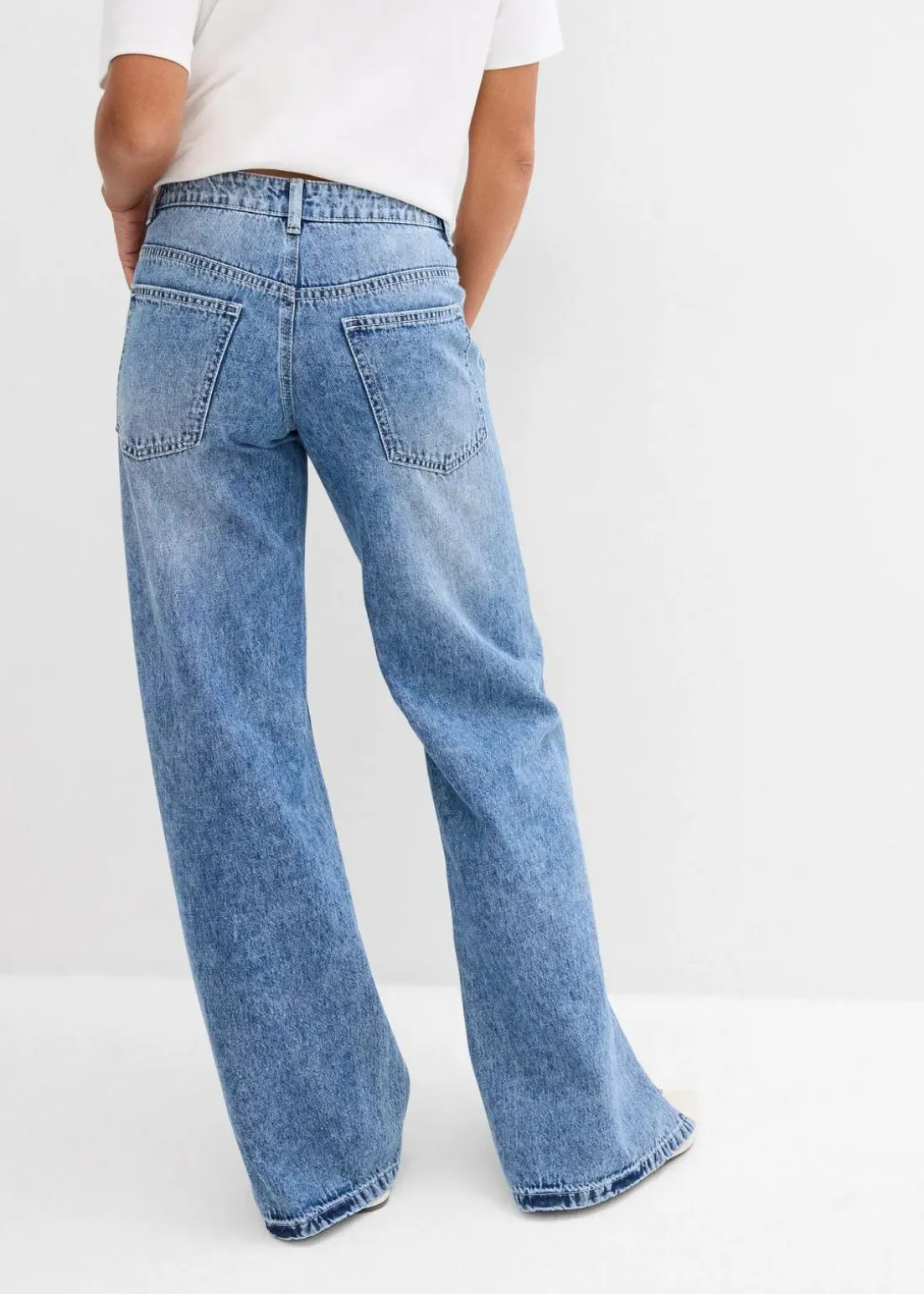 Wide-Leg-Jeans Mid Waist, Low Stretch