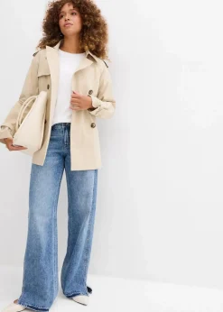 Wide-Leg-Jeans Mid Waist, Low Stretch