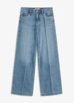 Wide-Leg-Jeans Mid Waist, Low Stretch Full Length