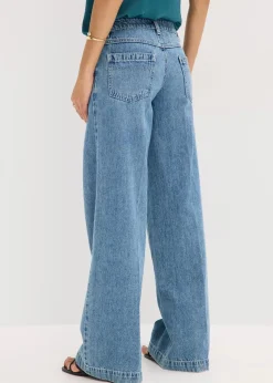 Wide-Leg-Jeans Mid Waist, Low Stretch Full Length