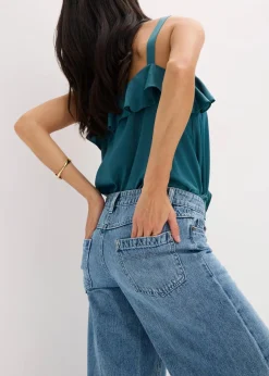 Wide-Leg-Jeans Mid Waist, Low Stretch Full Length