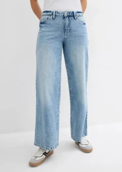 Wide-Leg-Jeans, Mid Waist, Low Stretch Full Length