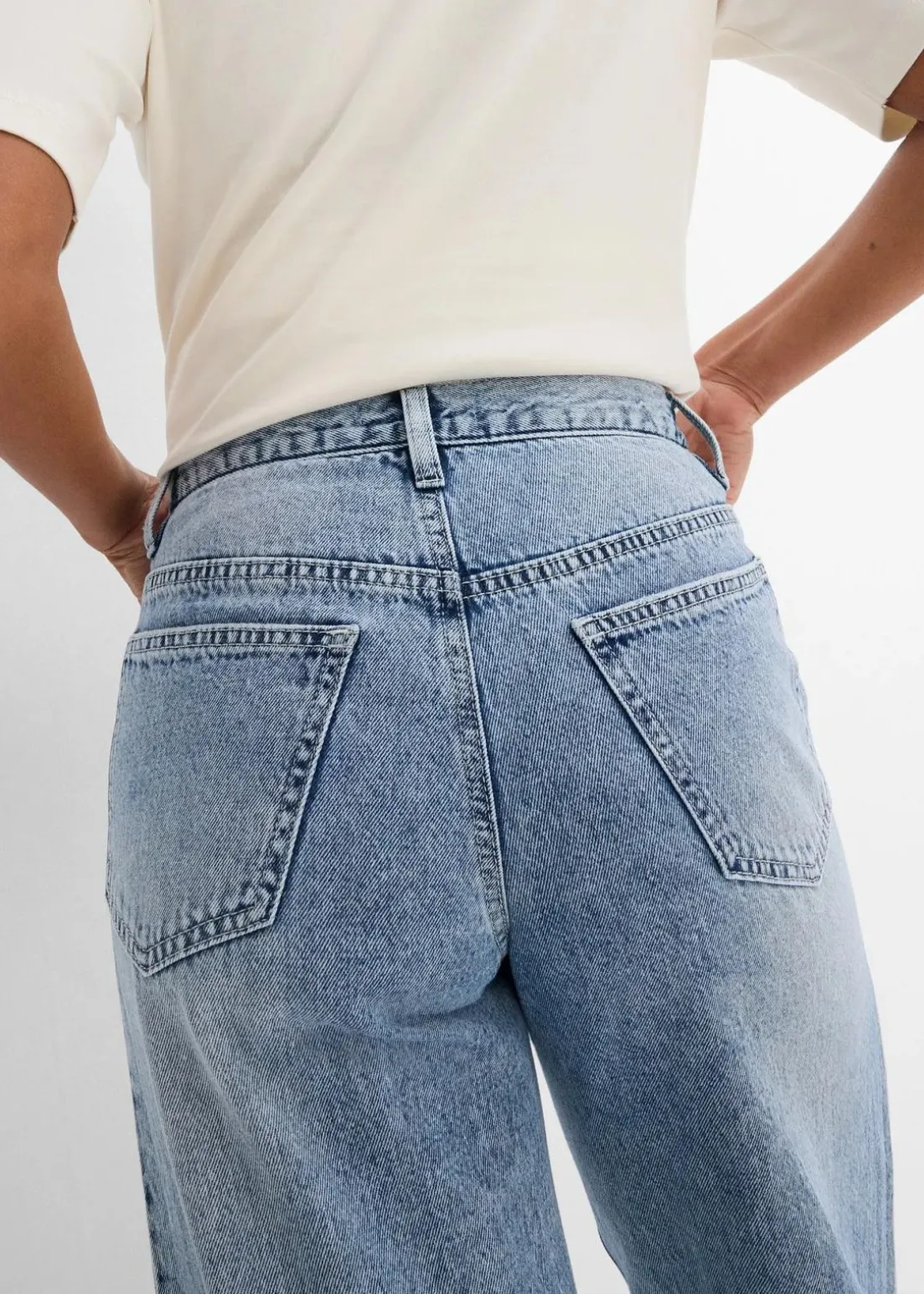 Wide-Leg-Jeans Mid Waist, Low Stretch
