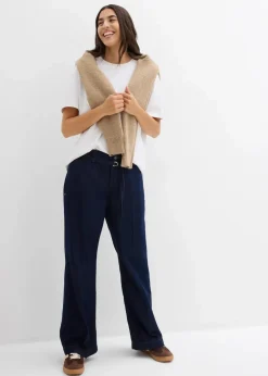 Wide-Leg-Jeans Mid Waist mit Gürtel