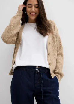 Wide-Leg-Jeans Mid Waist mit Gürtel