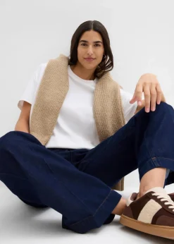 Wide-Leg-Jeans Mid Waist mit Gürtel