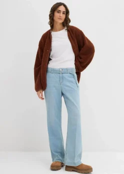 Wide-Leg-Jeans Mid Waist mit Gürtel