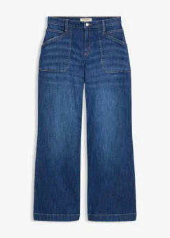 Wide-Leg-Jeans Mid Waist mit aufgesetzten Taschen