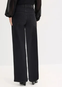 Wide-Leg-Jeans Mid Waist mit Strassapplikation