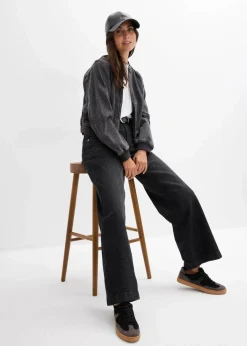 Wide-Leg-Jeans Mid Waist mit aufgesetzten Taschen