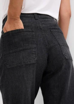 Wide-Leg-Jeans Mid Waist mit aufgesetzten Taschen