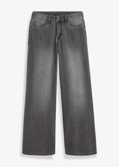 Wide-Leg-Jeans, Mid Waist, Stretch
