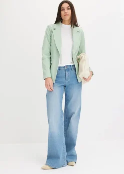 Wide-Leg-Jeans, Mid Waist, Stretch