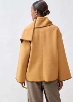 Wolljacke mit Zierstickerei (2tlg. Set mit Schal)