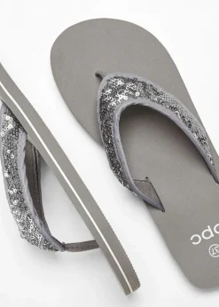 Zehenstegpantoletten mit Pailletten